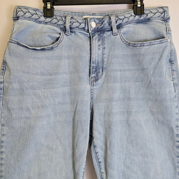 Judy Blue Wide Leg Jeans, Raw Hem Braided Waistline Light Wash, 16W, JB88332 - Picture 3 of 15